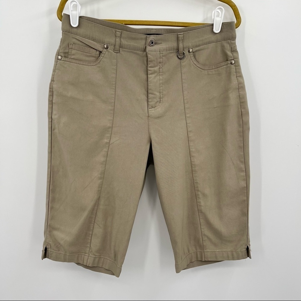 Simon Chang Denim Bermuda Short Khaki Color 12 EUC!